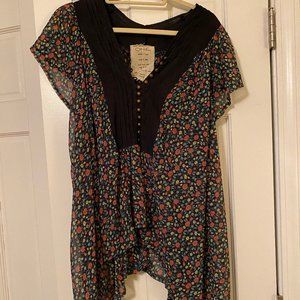 Black Floral Free People Tunic